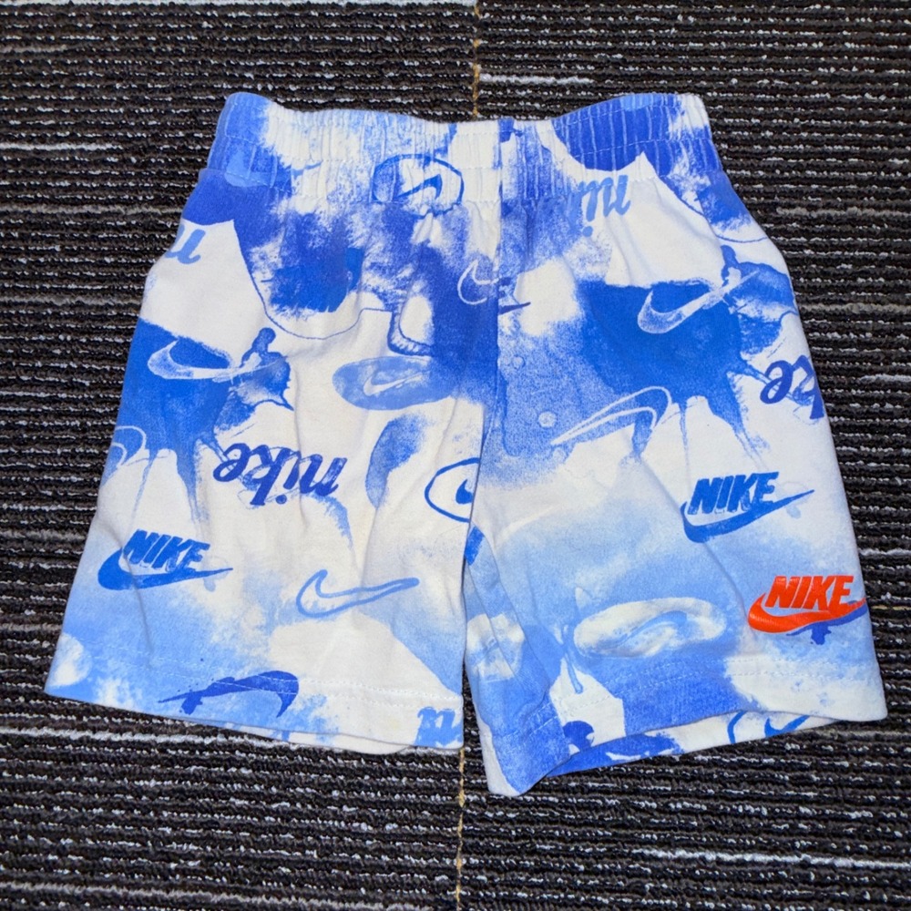 Nike Shorts Kids 4 XS Blue White Splash Logo Print